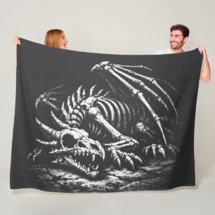 Dragon Skeleton — by BurnsInHell Fleece Blanket