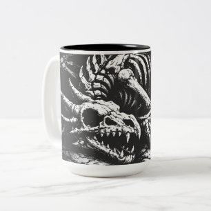 Dragon Skeleton — by BurnsInHell Two-Tone Coffee Mug