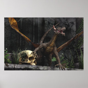 Dragon Skull Stand Poster