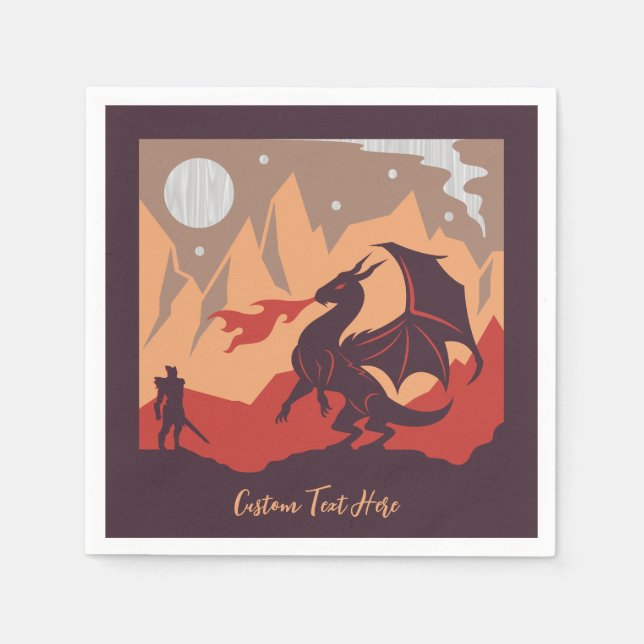 Dragon Slayer Fire Breathing Dragon Personalized Napkin (Front)