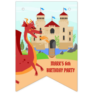 Dragon Slayer Knight Boy Birthday Party Bunting Flags