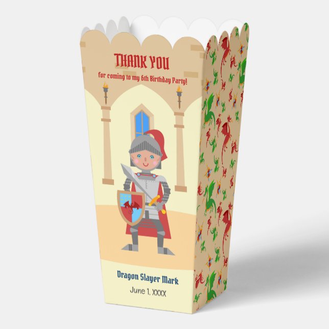 Dragon Slayer Knight Boy Birthday Party Favor Box (Front)