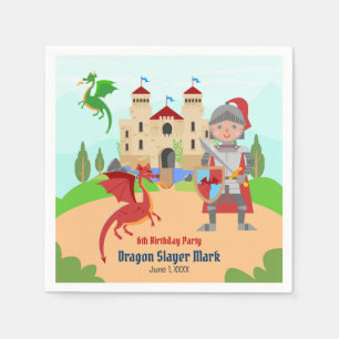 Dragon Slayer Knight Boy Birthday Party Napkin