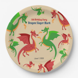 Dragon Slayer Knight Boy Birthday Party Paper Plate