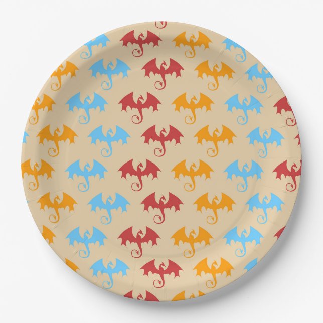 Dragon Slayer Knight Boy Birthday Party Paper Plate (Front)