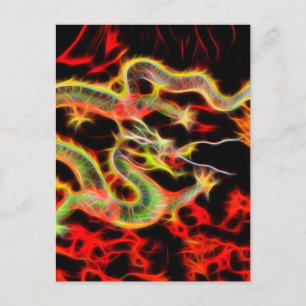 Dragon snake Fire on Lucky Energy Postcard