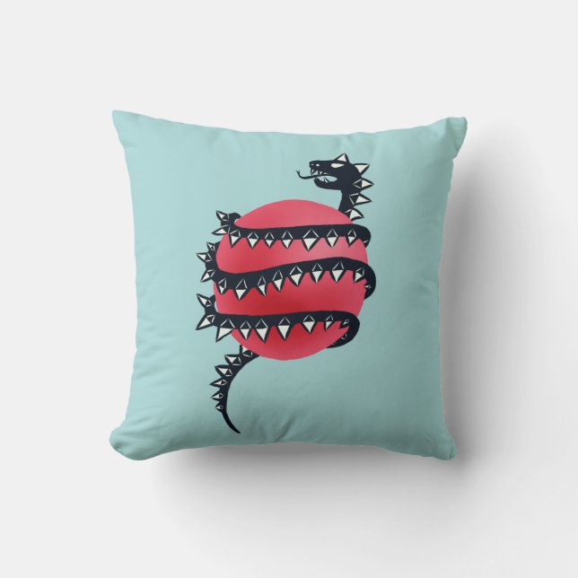 Dragon Snake Goth Throw Pillow (Front)