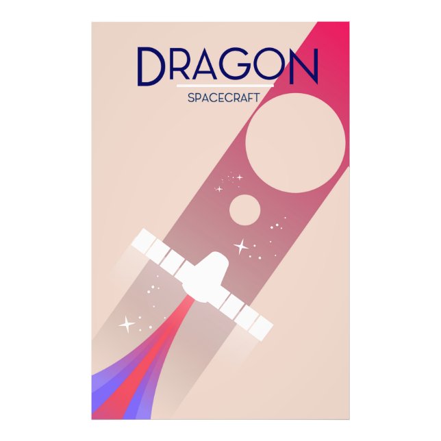 Dragon spacecraft vintage style Space Art Photo Print (Front)