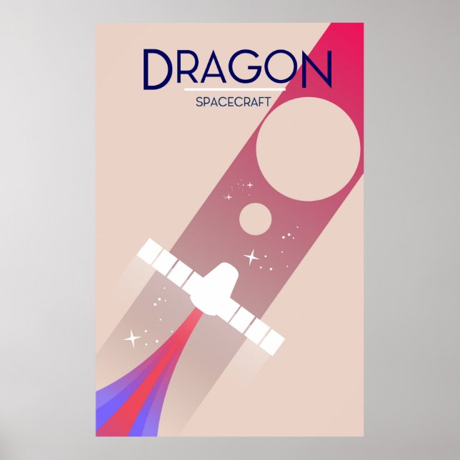 Dragon spacecraft vintage style Space Art Poster (Front)
