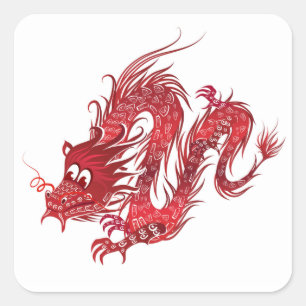dragon square sticker