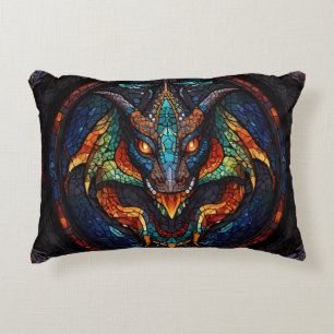Dragon Stained Glass Mosaic Design Accent Pillow