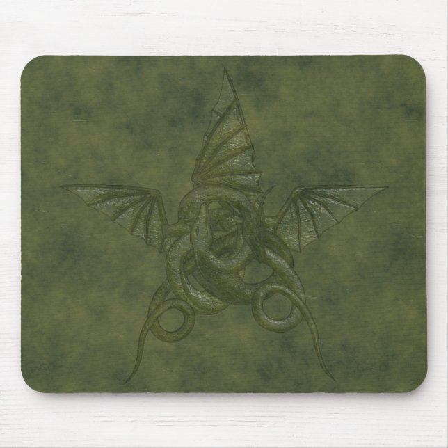 Dragon Star - Embossed Green Leather Image Mouse Pad (Front)