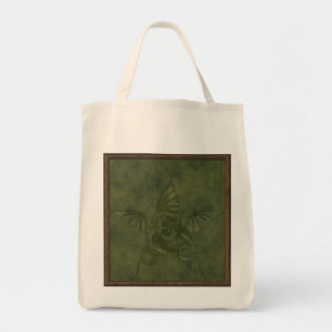 Dragon Star - Embossed Green Leather Image Tote Bag