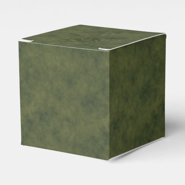 Dragon Star - Green Embossed Leather Image Favor Box (Front Side)