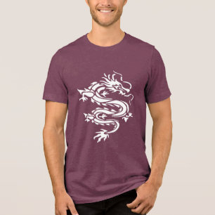 Dragon Stencil Style Cut Out Illustration Tri-Blend Shirt