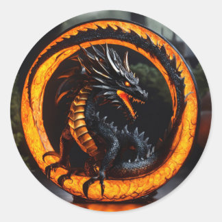 Dragon stiker classic round sticker