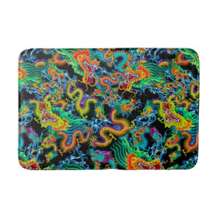 Dragon Storm - Colourful Chinese Dragons Bath Mat