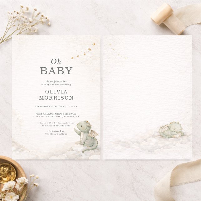 Dragon Storybook Baby Shower Invitation (Creator Uploaded)