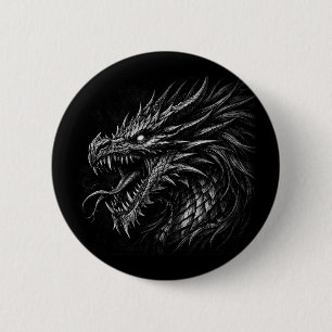 Dragon Style Medieval Fantasy Grunge Art 2 Inch Round Button