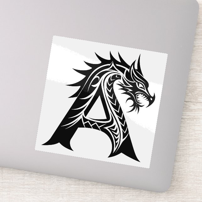 Dragon Styled Letter A, Dragon Alphabet, Monogram (Detail)