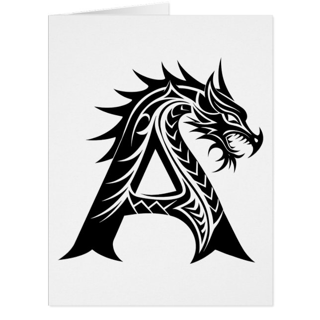 Dragon Styled Letter A, Dragon Alphabet, Monogram (Front)