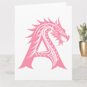 Dragon Styled Letter A, Dragon Alphabet, Monogram Card