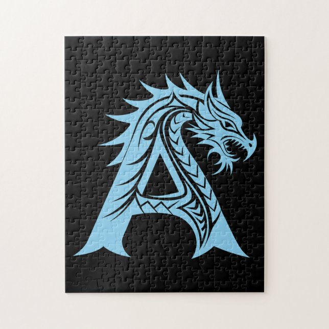 Dragon Styled Letter A, Dragon Alphabet, Monogram Jigsaw Puzzle (Vertical)