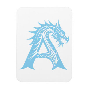 Dragon Styled Letter A, Dragon Alphabet, Monogram Magnet