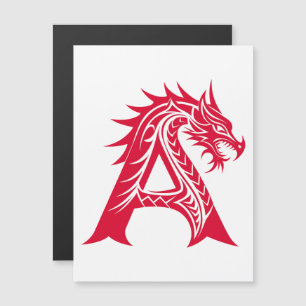 Dragon Styled Letter A, Dragon Alphabet, Monogram Magnetic Invitation