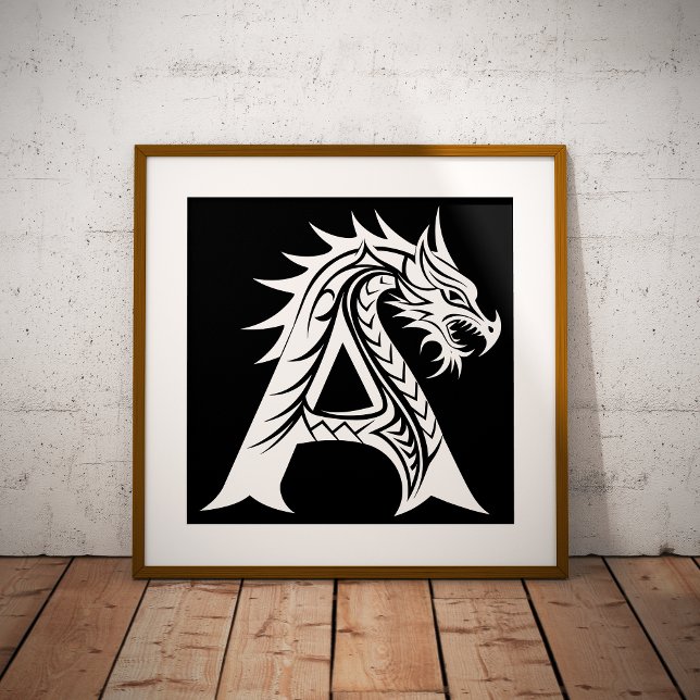 Dragon Styled Letter A, Dragon Alphabet, Monogram Poster (Creator Uploaded)