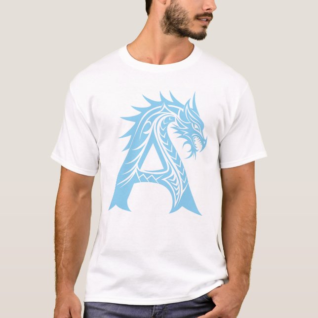 Dragon Styled Letter A, Dragon Alphabet, Monogram T-Shirt (Front)