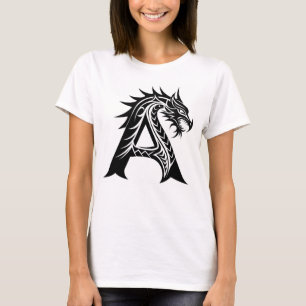 Dragon Styled Letter A, Dragon Alphabet, Monogram T-Shirt