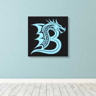 Dragon Styled Letter B, Dragon Alphabet, Monogram Canvas Print