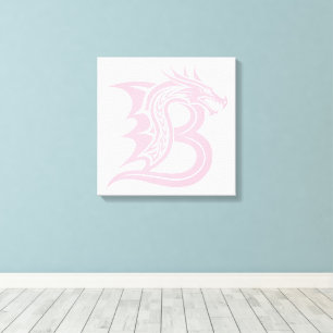 Dragon Styled Letter B, Dragon Alphabet, Monogram Canvas Print