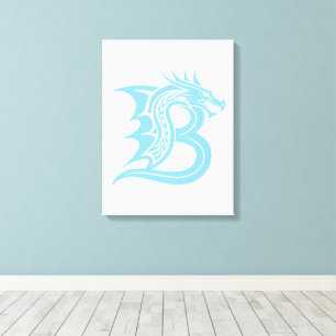 Dragon Styled Letter B, Dragon Alphabet, Monogram Canvas Print