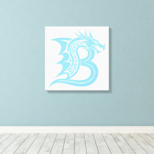Dragon Styled Letter B, Dragon Alphabet, Monogram Canvas Print