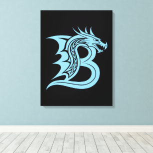 Dragon Styled Letter B, Dragon Alphabet, Monogram Canvas Print