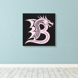 Dragon Styled Letter B, Dragon Alphabet, Monogram Canvas Print