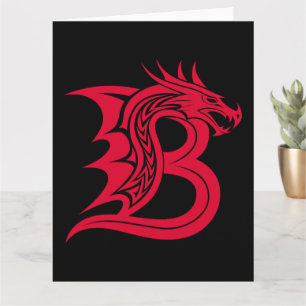Dragon Styled Letter B, Dragon Alphabet, Monogram Card