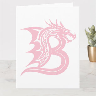 Dragon Styled Letter B, Dragon Alphabet, Monogram Card