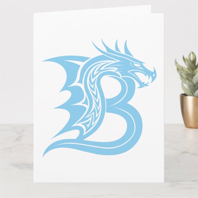 Dragon Styled Letter B, Dragon Alphabet, Monogram Card (Small Plant)