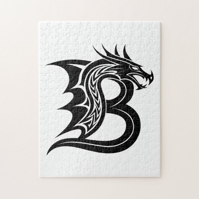 Dragon Styled Letter B, Dragon Alphabet, Monogram Jigsaw Puzzle (Vertical)