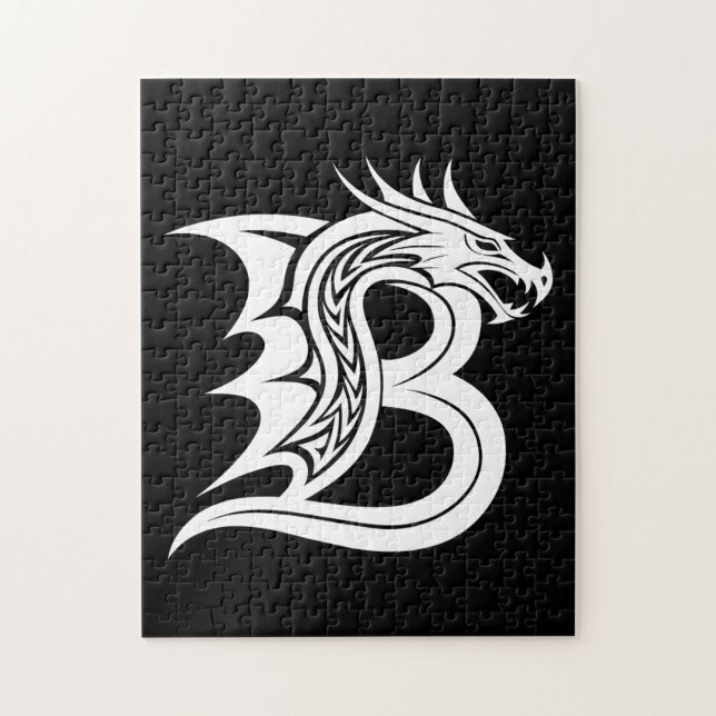 Dragon Styled Letter B, Dragon Alphabet, Monogram Jigsaw Puzzle (Vertical)