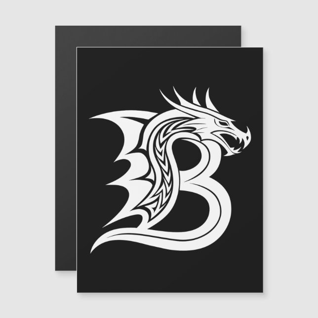 Dragon Styled Letter B, Dragon Alphabet, Monogram Magnetic Invitation (Front/Back)