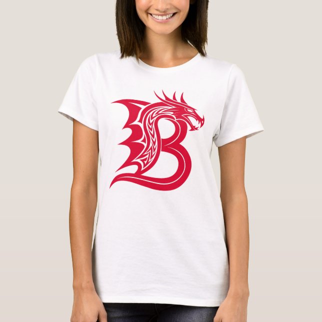 Dragon Styled Letter B, Dragon Alphabet, Monogram T-Shirt (Front)