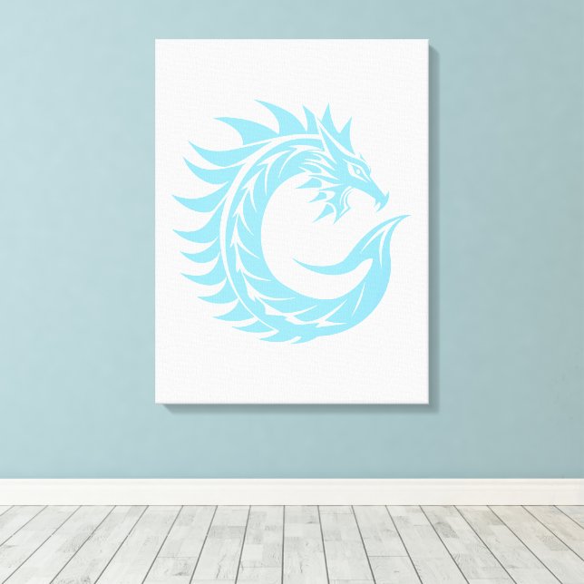 Dragon Styled Letter C, Dragon Alphabet, Monogram Canvas Print (Insitu(Wood Floor))