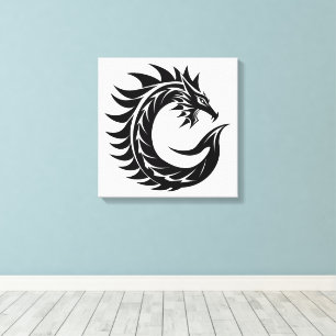 Dragon Styled Letter C, Dragon Alphabet, Monogram Canvas Print