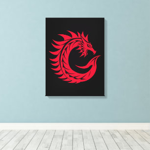 Dragon Styled Letter C, Dragon Alphabet, Monogram Canvas Print