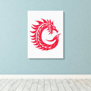 Dragon Styled Letter C, Dragon Alphabet, Monogram Canvas Print