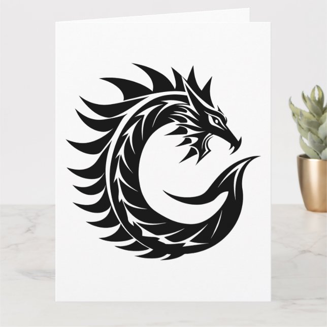 Dragon Styled Letter C, Dragon Alphabet, Monogram Card (Small Plant)
